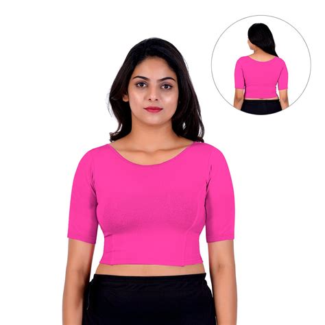 Boat Neck Blouse: Short-Sleeve for Sarees with Back Design – Gymmer