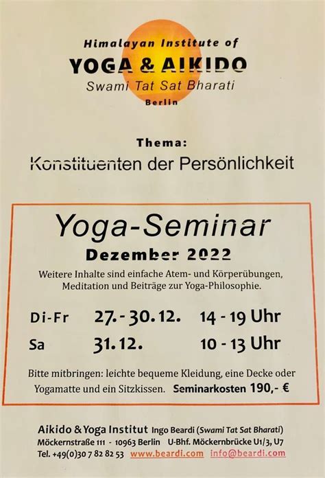 End of the Year Yoga Seminar with Swami Tat Sat in Berlin, Himalayan ...