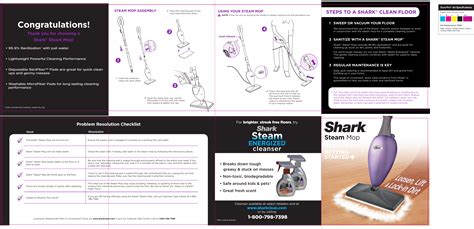 Shark Steam Mop S3101 Quick Start Manual