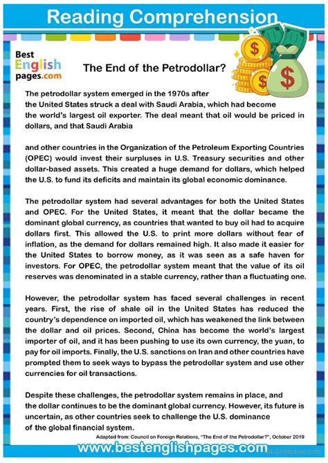 The End of The Petrodollar? Reading…: English ESL worksheets pdf & doc