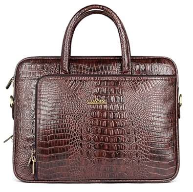 The Clownfish Leatherette 10 Ltr Brown Laptop Briefcase : Amazon.in ...