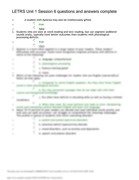 Letrs Unit 6 Assessment