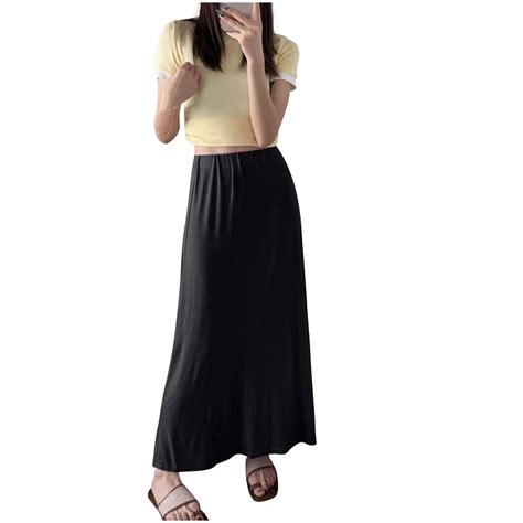 2025 Women's Summer Skirts Casual Elastic High Waist Flowy Hem A Line ...