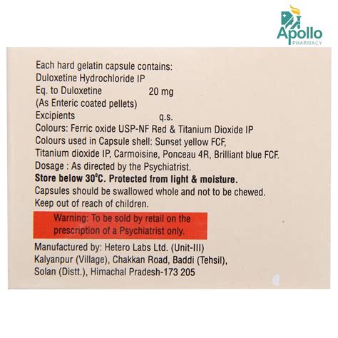 Dulot 20 Capsule 10's Price, Uses, Side Effects, Composition - Apollo ...