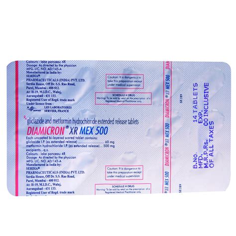Diamicron XR MEX 500 Tablet | Uses, Side Effects, Price | Apollo Pharmacy