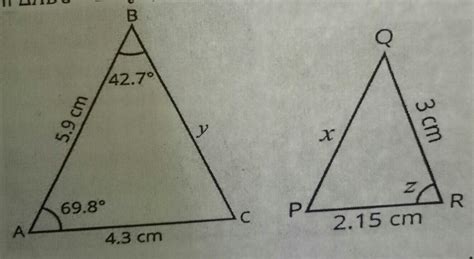 3. If AABC ~APQR, then find the values of x, y and z. - Brainly.in