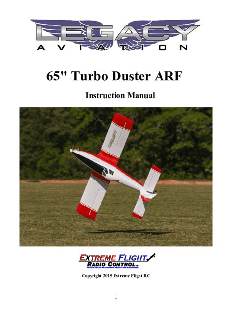 Fillable Online 65" Turbo Duster ARF - Extreme Flight RC Manuals Fax ...