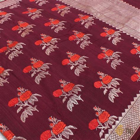 Brown Pure Tussar Georgette Silk Banarasi Handloom Saree - Tilfi