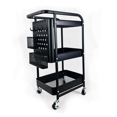 A.D.FRESH Kitchen Trolley with Wheels 3 Tier Storage Trolley 4 Hooks ...