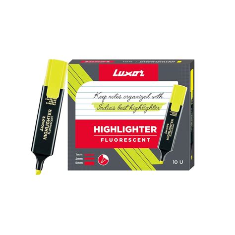 Luxor Fluorescent Highlighter |Pack of 10 |Yellow Colour : Amazon.in ...