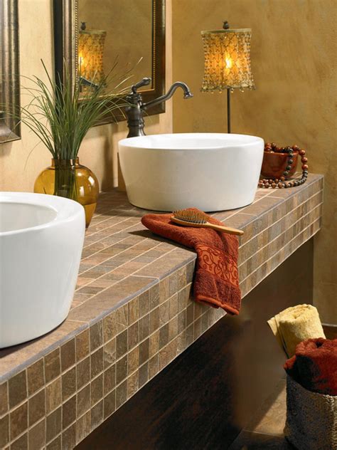 Tile Bathroom Countertops | Bathroom Design - Choose Floor Plan & Bath ...