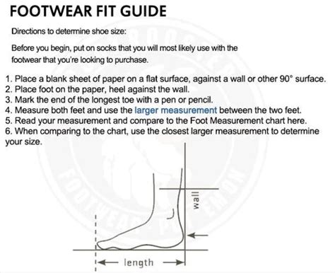Boots Size Chart | Rock Rooster Footwear Inc