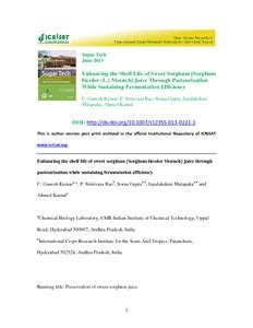 Enhancing the Shelf Life of Sweet Sorghum [Sorghum bicolor (L.) Moench ...