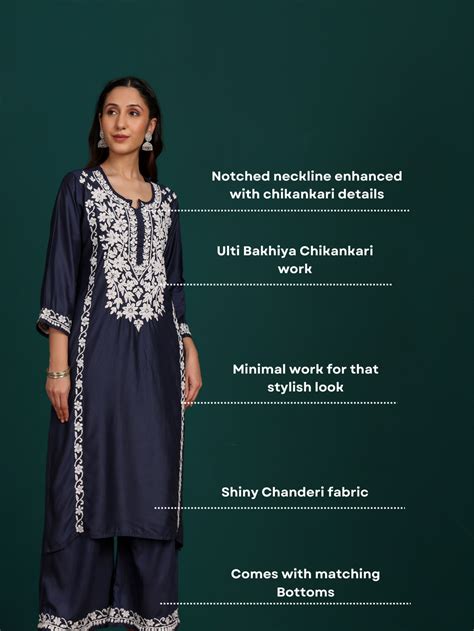 Sadiya Premium Chanderi Chikankari Kurti & Palazzo Set