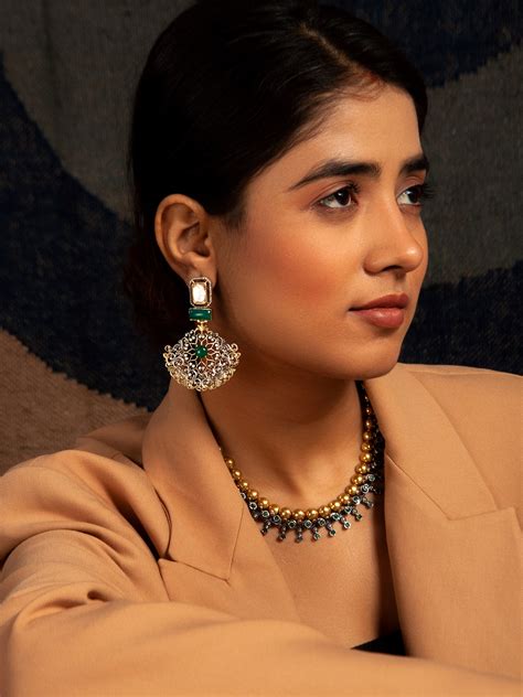 Shubhankar Dwirupa Moissanite Earrings: 925 Sterling Silver Two Tone E ...