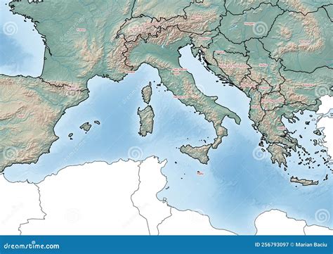 Map of Southwest Europe Continent Illustration with Sovereign States ...