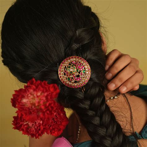 Silver Hair Pin for Bride Bharani Kundan Design Made in Chennai