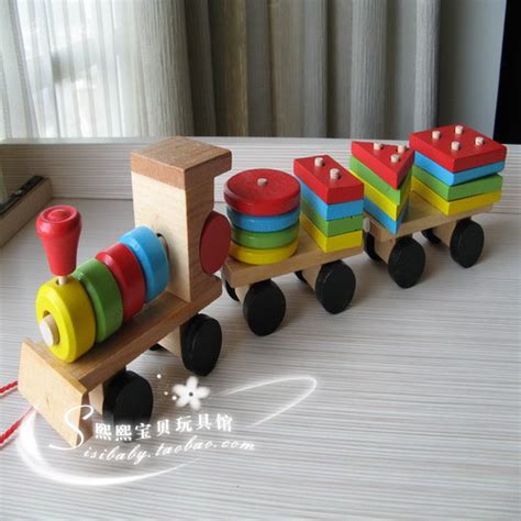 特价木制形状小火车 1-3岁儿童幼儿拆装组合启蒙早教益智玩具车_neonan