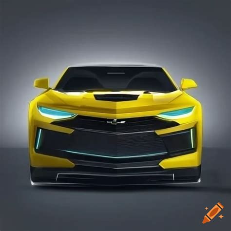 Futuristic yellow and black electric chevrolet camaro on Craiyon