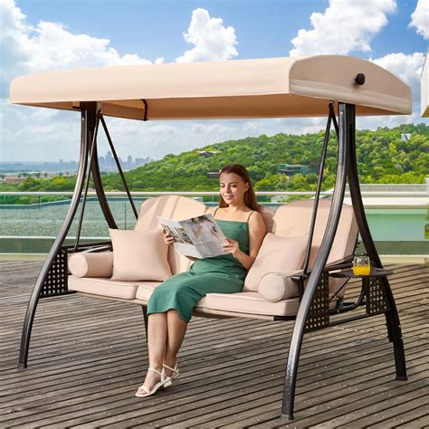 Amazon.com : Yalissey 3 in 1 Outdoor Porch Swing with Adjustable Canopy ...