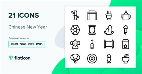 Chinese New Year Icon Pack | Basic Outline | 21 .SVG Icons