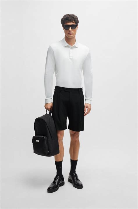 BOSS - Interlock-cotton polo shirt with embroidered logo - White