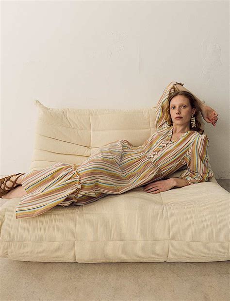 Buy Pure Cotton Striped V-Neck Midaxi Dress at Marks & Spencer