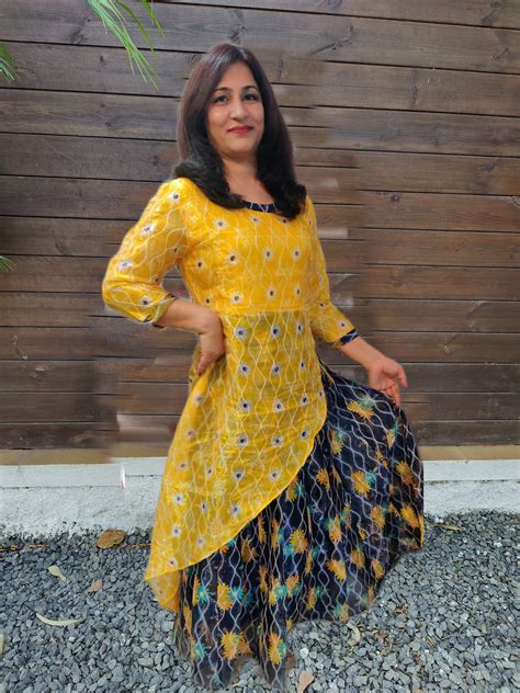 Yellow Asymmetrical Long Kurti Pattern – UNBOX COLOURS