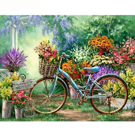 Pin by Sandra Rogers on art | Bicycle painting, Flower painting, Cross ...