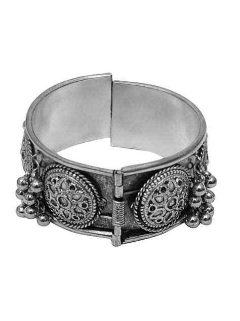 Antique Ghungroo Oxidised Silver Bracelet - Perfect for Trendy Women