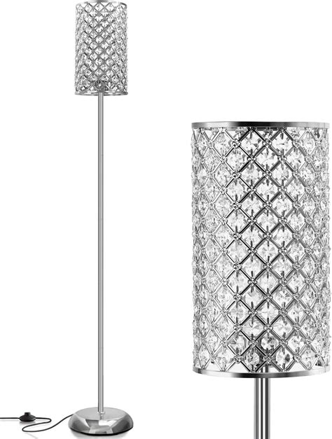 Trssdre Crystal Floor Lamp, Modern Floor Lamp Chrome Finish Tall Pole ...