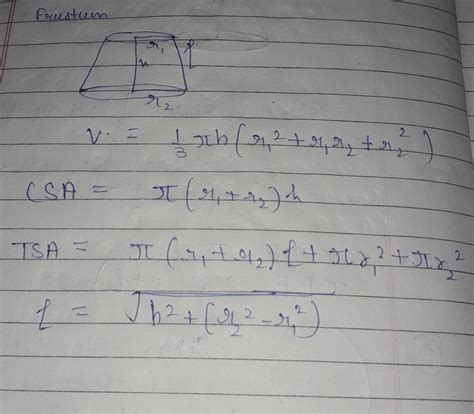 What is frustum ? Its volume , curved surface area , TSA , Slant height ...