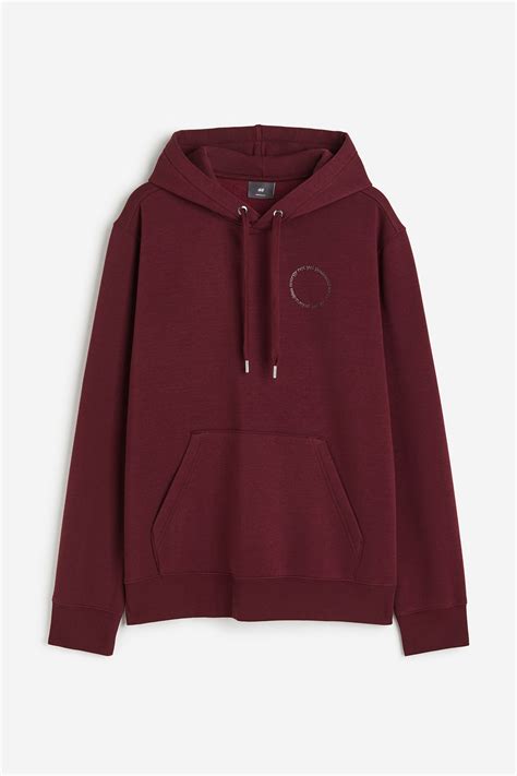 Regular Fit Printed hoodie - Dark red - Men | H&M IN