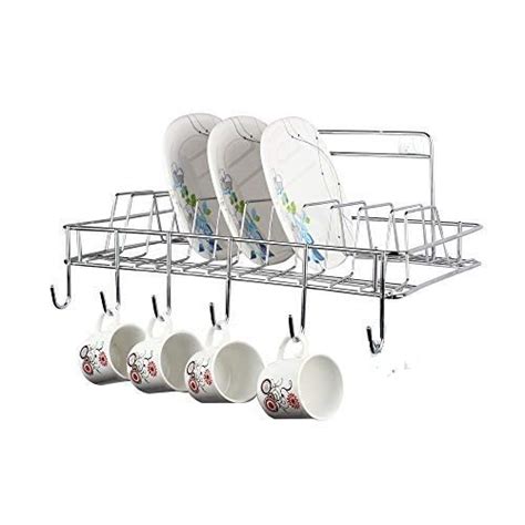 Zepdos® Wall Mount Stainless Steel Cup and Saucer Holder, Plate ...