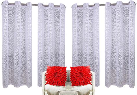 Kuber Industries Cotton 4 Pieces 7 Feet Eyelet Door Curtain (White ...