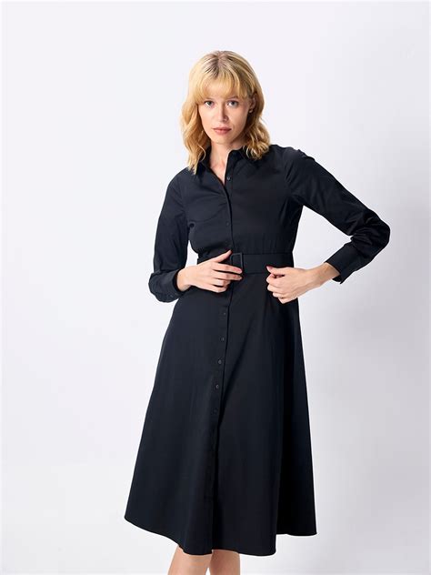 Black collared shirt dress