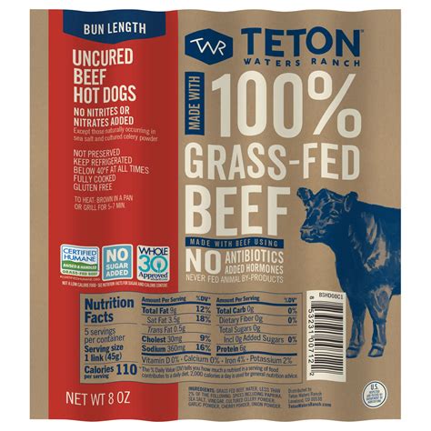 Teton Waters Ranch Bun Length Uncured Beef Hot Dogs - Shop Hot dogs at ...