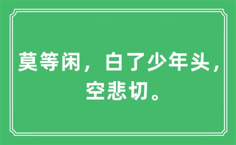 “莫等闲，白了少年头，空悲切”是什么意思_出处及原文翻译_学习力