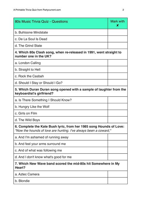 An 80s Music Trivia Quiz - Partycurrent Pages 1-7 - Flip PDF ...