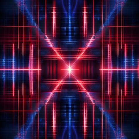 A close up of a red and blue light pattern with a black background ...