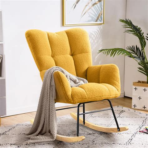 Teddy Rocking Chair Nursery 2 Side Pocket Accent Glider Baby Rocking ...