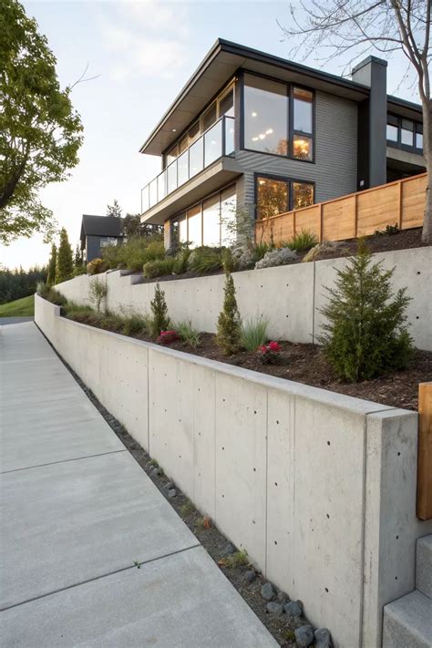 13+ Stylish Poured Concrete Retaining Wall Ideas | Landscaping ...