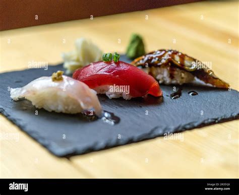 Three types of sushi hi-res stock photography and images - Alamy