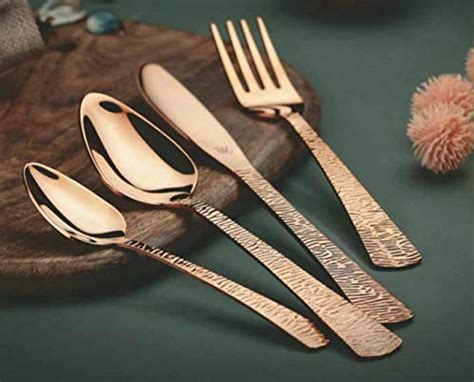 Buy Bamby Stainless Rose Gold Plated Cutlery Set or Dinnerware Set of ...