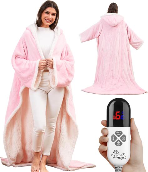 Amazon.com: Klaggie Wearable Heated Blanket with Foot Pocket Sleeves ...