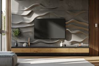 Modern Wall-Mounted TV Unit With A 3D Textured Back Panel