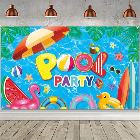 PTFNY Pool Party Backdrop Banner 71x43 Inch Large Summer India | Ubuy