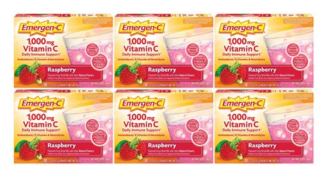 Emergen-C Vitamin C Drink Mix Packets Raspberry 30 Each (Pack of 6 ...