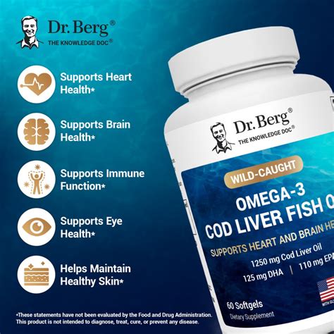 Wild-Caught Omega-3 Cod Liver Fish Oil DHA EPA – 60 Softgels