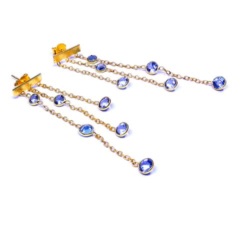 Blue Topaz Chain Earrings